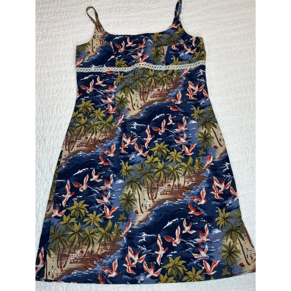 Y2K Sundress Junior sz M cotton tropical vacation coquette babydoll lace vintage